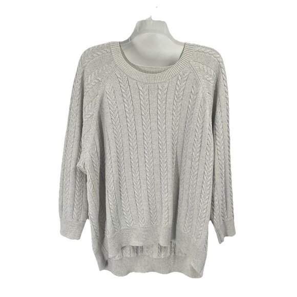 Athleta Sweaters - Athleta Crossroads Hawthorn Textured Cable Knit Crew Neck Sweater Merino Wool 3X